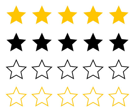 Five Star Rating Vector Icon set, Feedback Review and Quality Evaluation Rank Design