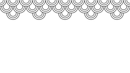 Scalloped Wave Edge Vector Border, Black Japanese Fish Scale Pattern Banner Element for Packaging and Tags © designpro