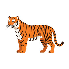 Obraz premium Stylized illustration of a Bengal tiger standing on a white background