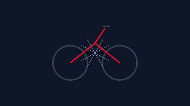 Minimalist bicycle animation with rotating spokes and spinning wheels for cycling and eco-friendly transportation concepts 4k