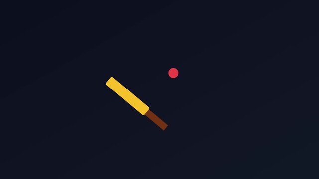 Minimalist cricket bat and ball animation: flat sports motion for digital media and broadcast 4k