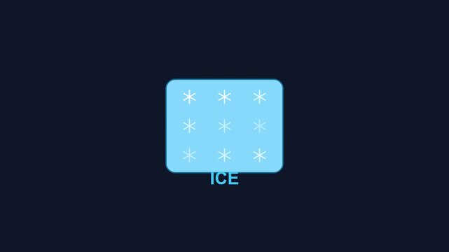 Minimalist ice cube animation with snowflake pattern on dark 4k background, winter cold
