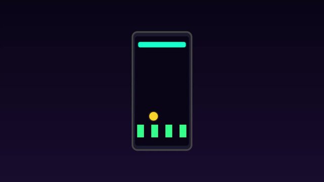 Minimalist mobile app interface loading animation with progress bar and bouncing ball 4k