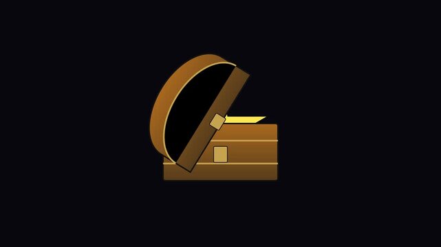 Open treasure chest animation with glowing gold for fantasy games and adventure concepts 4k