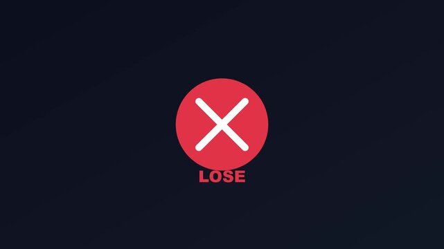 Red x mark lose animation: negative feedback, error alert, and failure concept for ui/ux and business presentations 4k