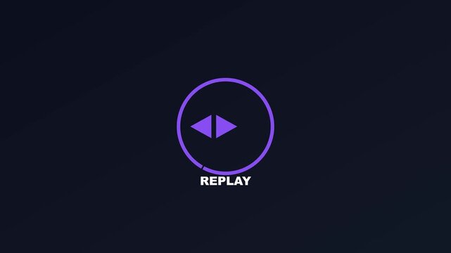 Replay button animation with circular loading progress bar for user interface 4k