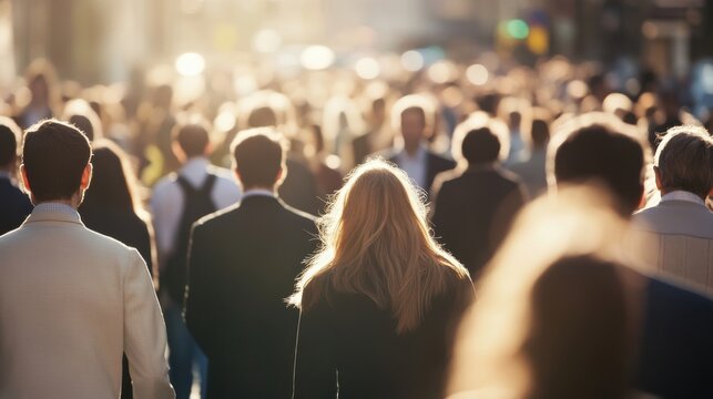 Crowd of people walking silhouette