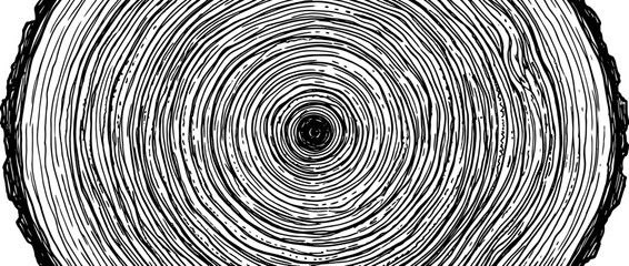 Concentric Tree Ring Pattern Black and White © Dayah