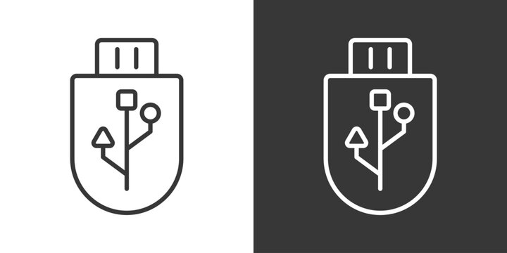 Usb Drive Icon Set Vector Collection Isolated In Black And White