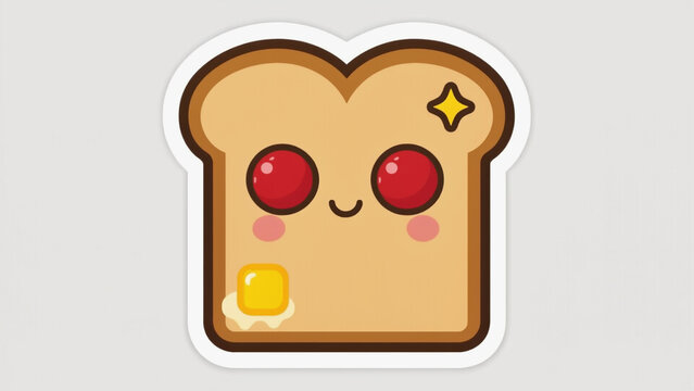 cartoon bread toast sticker style illustration on white background.ai 