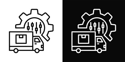 Obraz premium Fleet Management Icon sheet with black and white background style collection