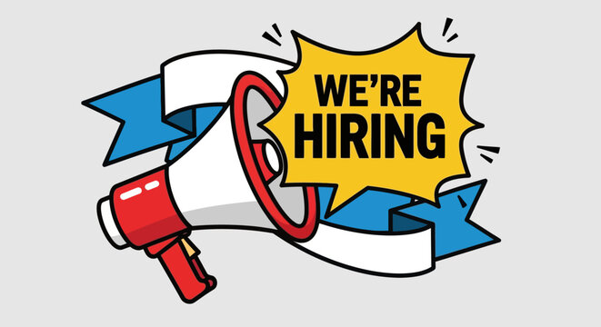 Megaphone Announcing We Are Hiring Message.