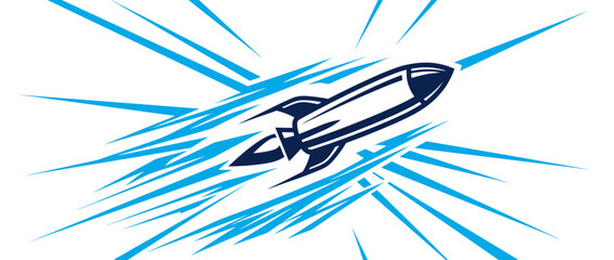 Speeding Rocket Ship with Blue Energy Streaks © edur