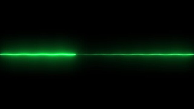 Glowing green flatline ECG animation video