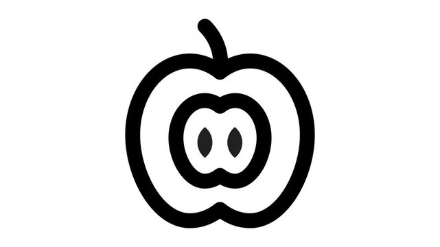 apple animated Line Icons Premium 4K, Modern Minimal Outline Motion Graphics Collection