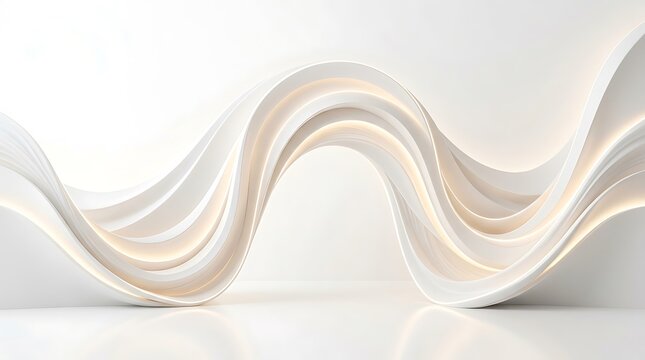 Abstract smooth white wave background with soft flowing shapes.