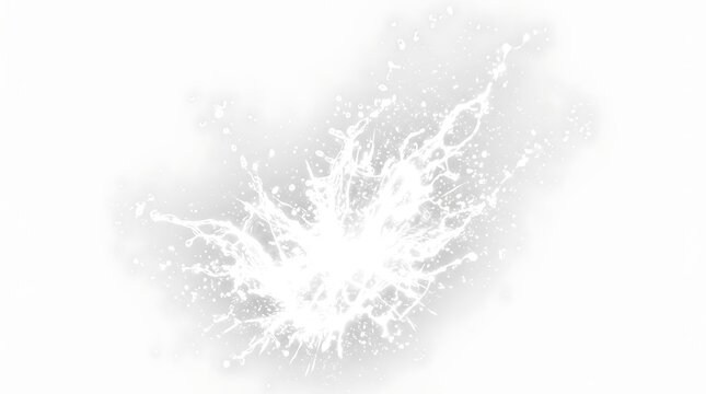 Abstract white paint or liquid splash explosion on a light gray background.