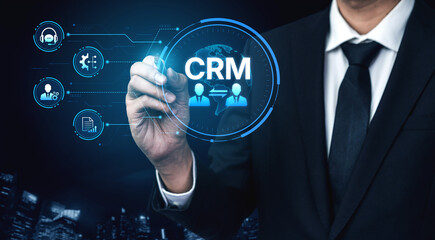 Obraz premium CRM platforms improve customer relationships through data analysis, CRM communication tools, and automation. CRM systems support customer management, tracking, and CRM relationship success. Spline