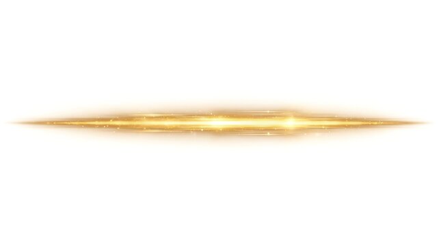 Horizontal Golden Light Streak Effect on White Background.