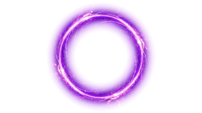 Glowing purple energy ring portal effect on white background.