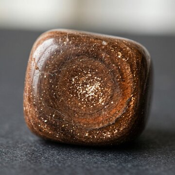 Polished Brown Sunstone Gemstone Displaying Schiller Effect Sparkling Metallic Particles
