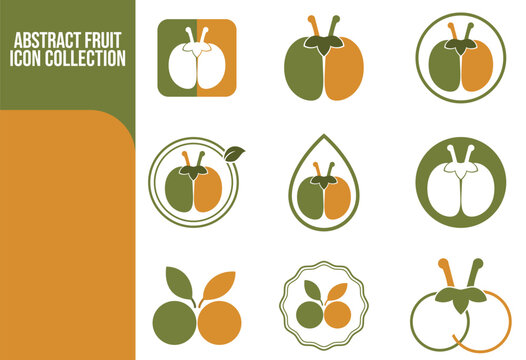 Mockup IconsAbstract Fruit Icon Collection, Modern Minimal Vector Logo Set for Organic Food Branding