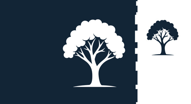 Minimalist tree logo icon in two color variations