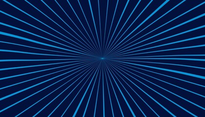 Obraz premium Abstract Blue Radial Burst Background with Converging Lines and Futuristic Perspective Effect