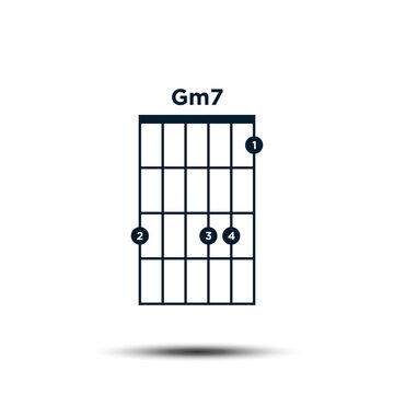Gm7, Basic Guitar Chord Chart Icon Vector Template