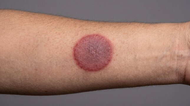 Red Circular Skin Rash Ringworm Tinea Corporis on Forearm