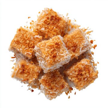 Sri Lankan dessert of sweet kiri toffee isolated on a white background