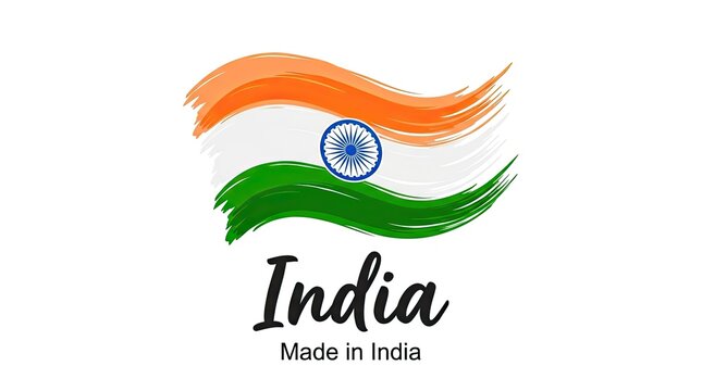 India independence day vibrant brushstroke flag with 'made in india' text