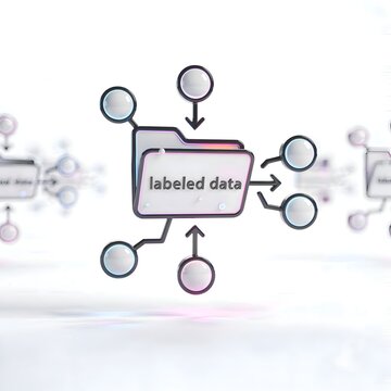 3D Illustration of AI Labeled Data Folder for Machine Learning
