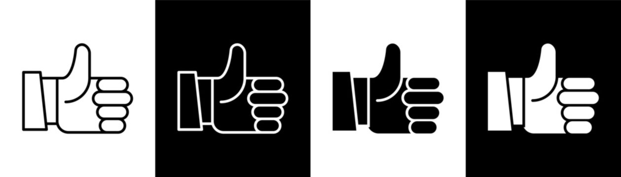 Thumbs Up white and black icon set design
