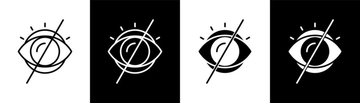 Blind white and black icon set design