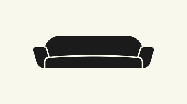 Black sofa icon on a neutral background