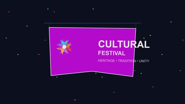 Cultural festival motion animation 4k background, with heritage, tradition, and unity text, for event promotion