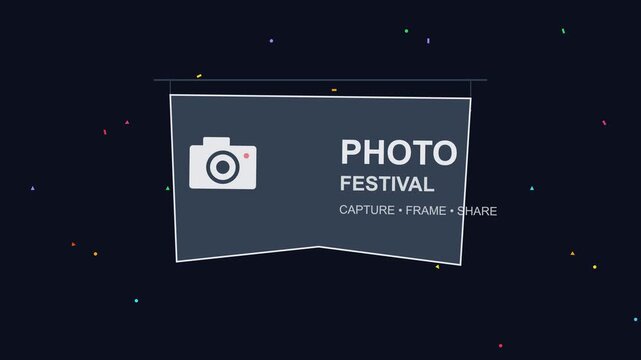 Festival motion capture frame share event intro with confetti animation 4k