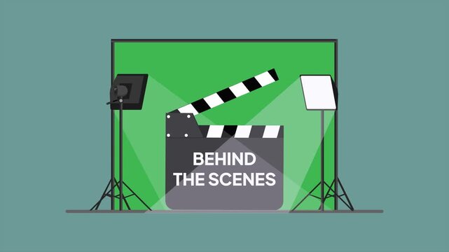 Clapperboard ready before camera rolling starts. Behind the scenes concept. Full length Icon animation illustration. High quality&nbsp;4k&nbsp;footage