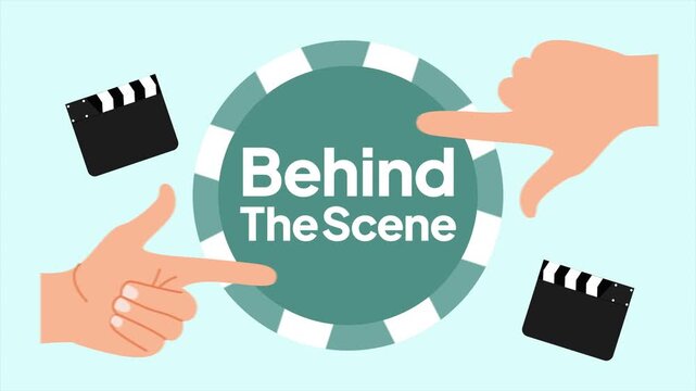Creative production workflow behind the camera. Behind the scenes concept. Full length Icon animation illustration. High quality&nbsp;4k&nbsp;footage