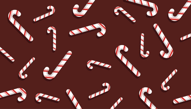 Christmas Vector Background, Abstract Candy Cane Pattern on Merlot background color. Red Candy Cane backgrounds. Vector art