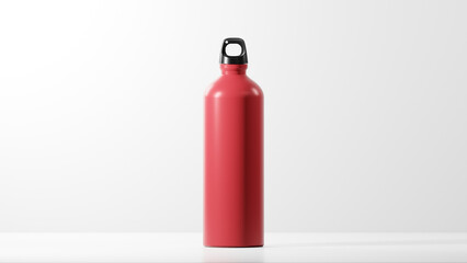 Fototapeta premium Modern sports water bottle in glossy Cardinal with a slightly matte finish. Unique glossy black bottle cap. place on White background