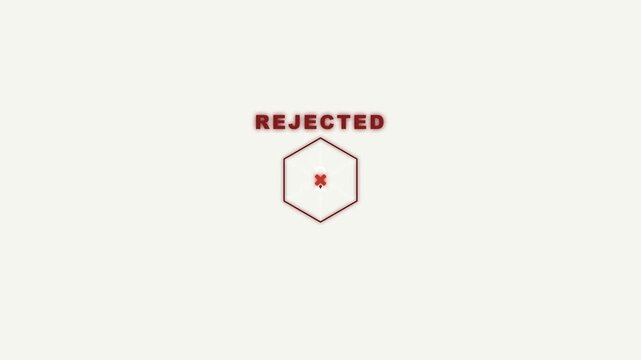 Animated hexagonal icons showing security lock and rejection states
