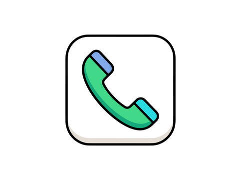 A vibrant green and blue phone receiver icon in a rounded square - ideal for app UI/UX design, contact sections on websites, customer support interfaces, and general communication visuals