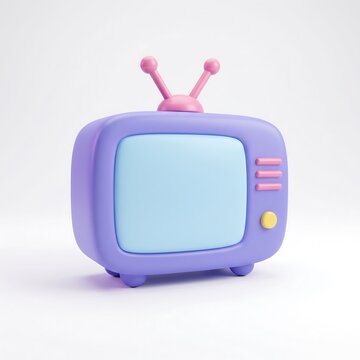 Retro television set 3D icon with antennas for media concept television entertainment broadcast streaming