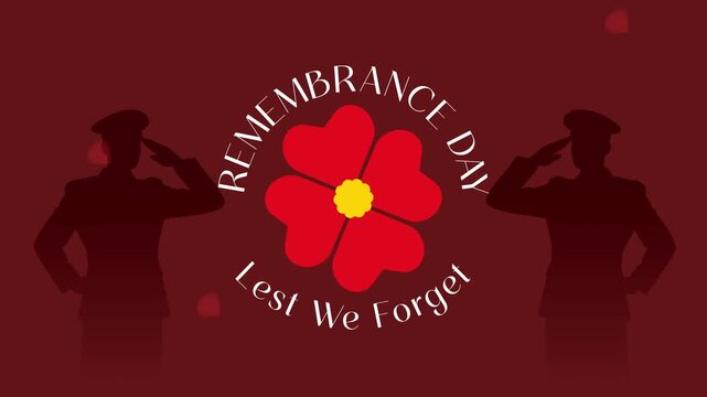 Memorial poppy symbol for national remembrance. Remembrance Day concept. Full length Icon animation illustration. High quality&nbsp;4k&nbsp;footage