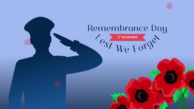 Soldier silhouette honoring fallen brave heroes. Remembrance Day concept. Full length Icon animation illustration. High quality&nbsp;4k&nbsp;footage