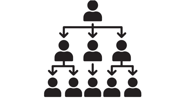 Organizational Hierarchy and Communication Flow Chart Vector Icon with Team Structure