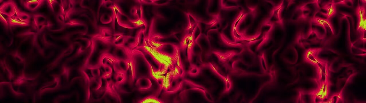 Abstract plasma energy flow, digital fractal pattern, glowing crimson and yellow streams.