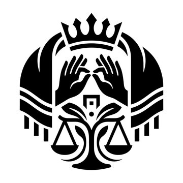 Justice and priesthood icon with crown, tallit, and scales.